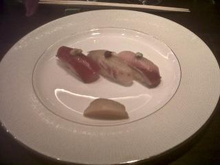 Yellow tail, sea bass and red wine marinated tuna